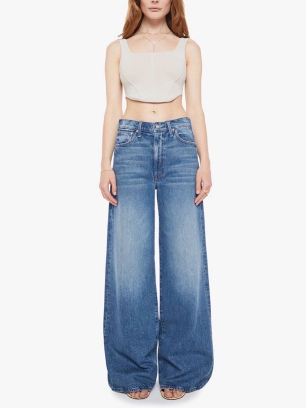 Mother Women’s The Ditcher Roller Sneak in Heart Throb Wide Leg Jeans Size 31